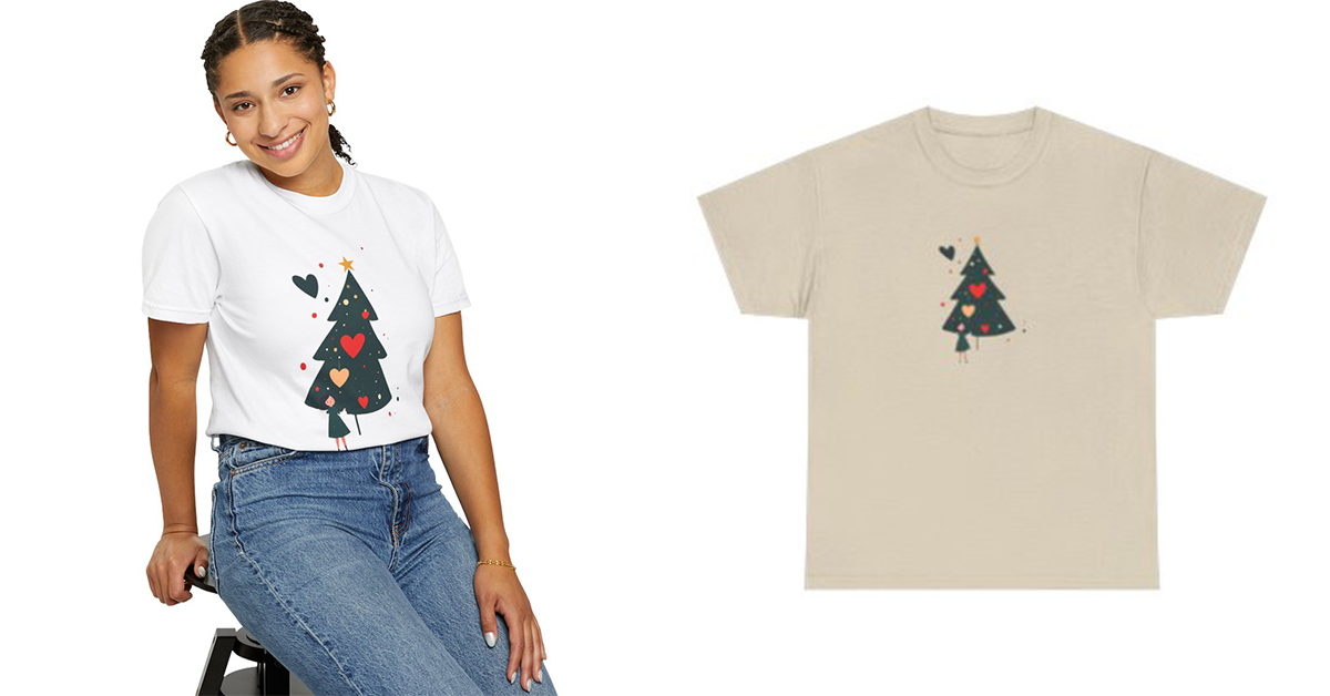 Christmas Tree Hearts T-Shirt Cute Holiday Tree
