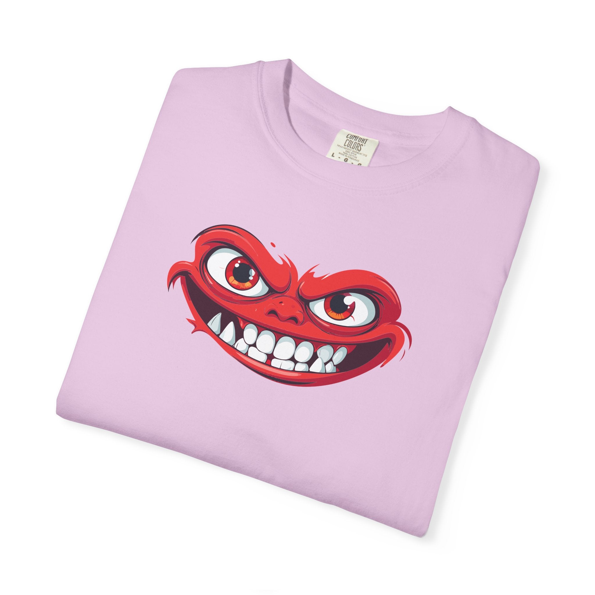 Angry Grin T-Shirt Red Mischievous Face Graphic Tee
