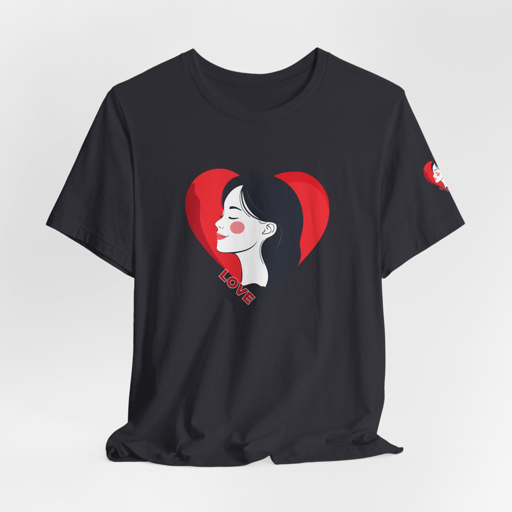 T-Shirt Retro Woman in Heart 'Love' Graphic Tee