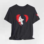 T-Shirt Retro Woman in Heart 'Love' Graphic Tee