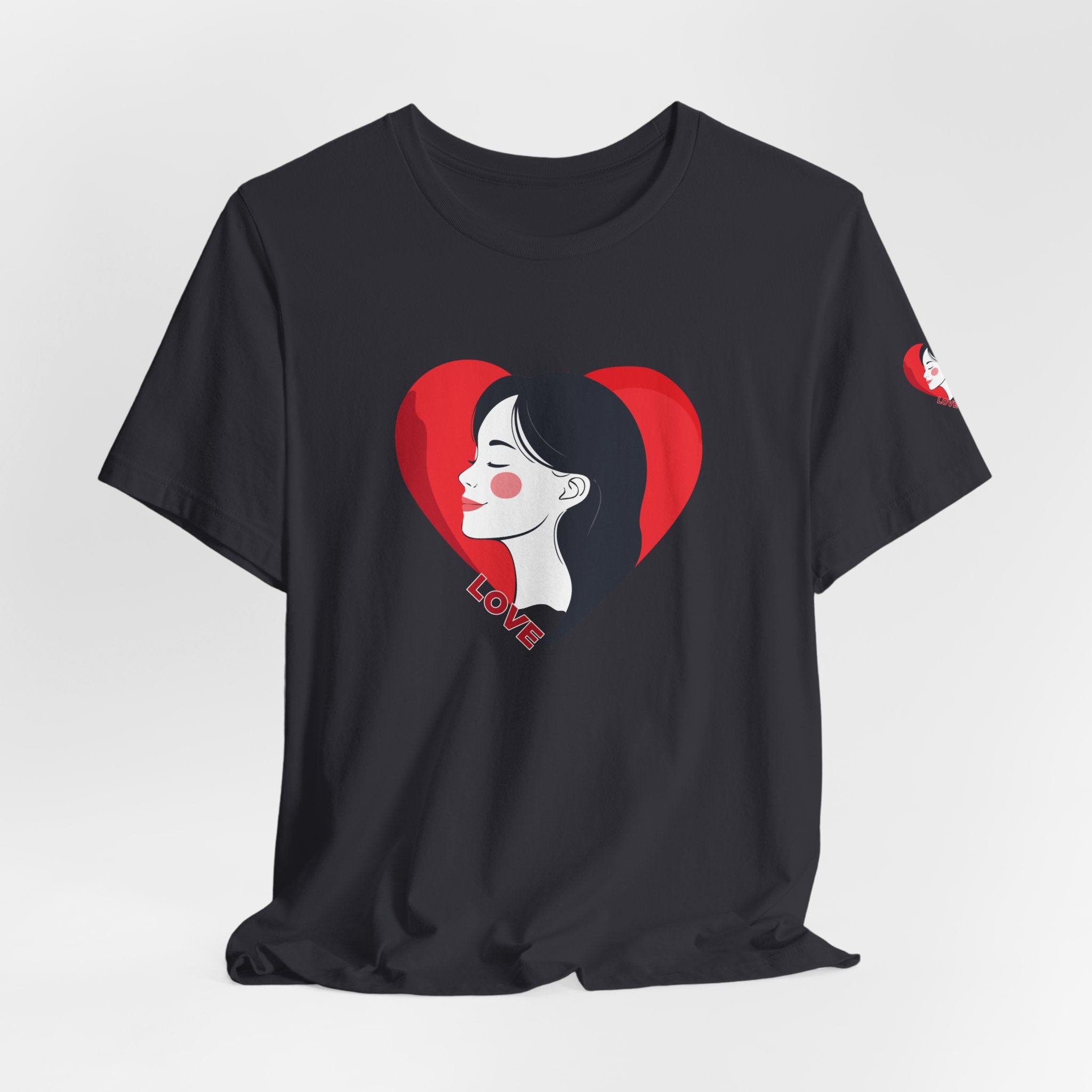 T-Shirt Retro Woman in Heart 'Love' Graphic Tee