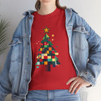 Christmas Tree Graphic Tee Modern Pixelated Holiday T-Shirt