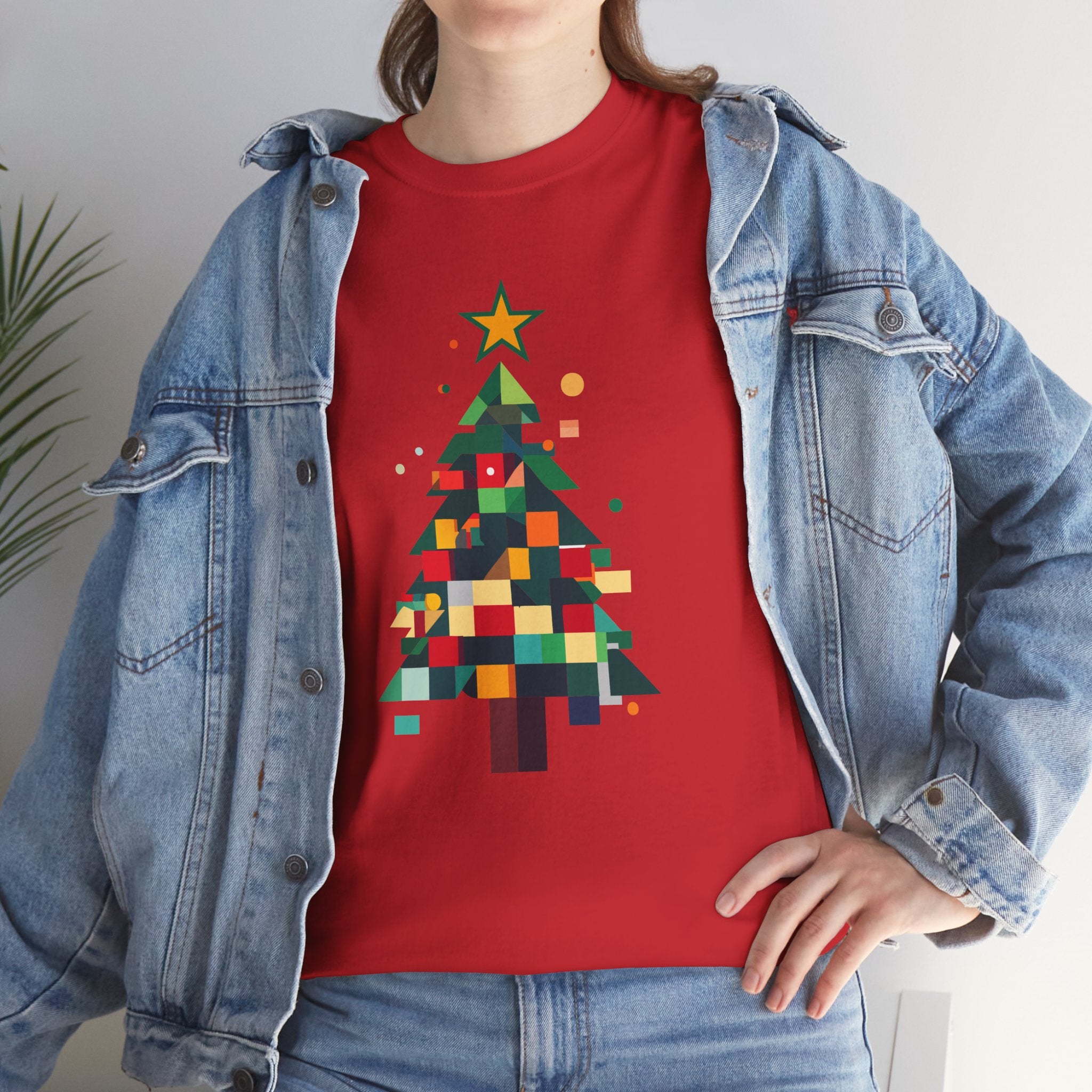 Christmas Tree Graphic Tee Modern Pixelated Holiday T-Shirt