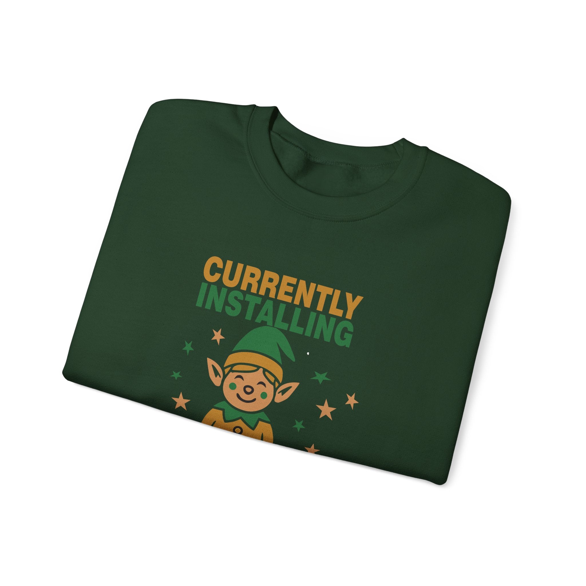 Crewneck Sweatshirt Currently Installing Festive Updates Elf Holiday Graphic