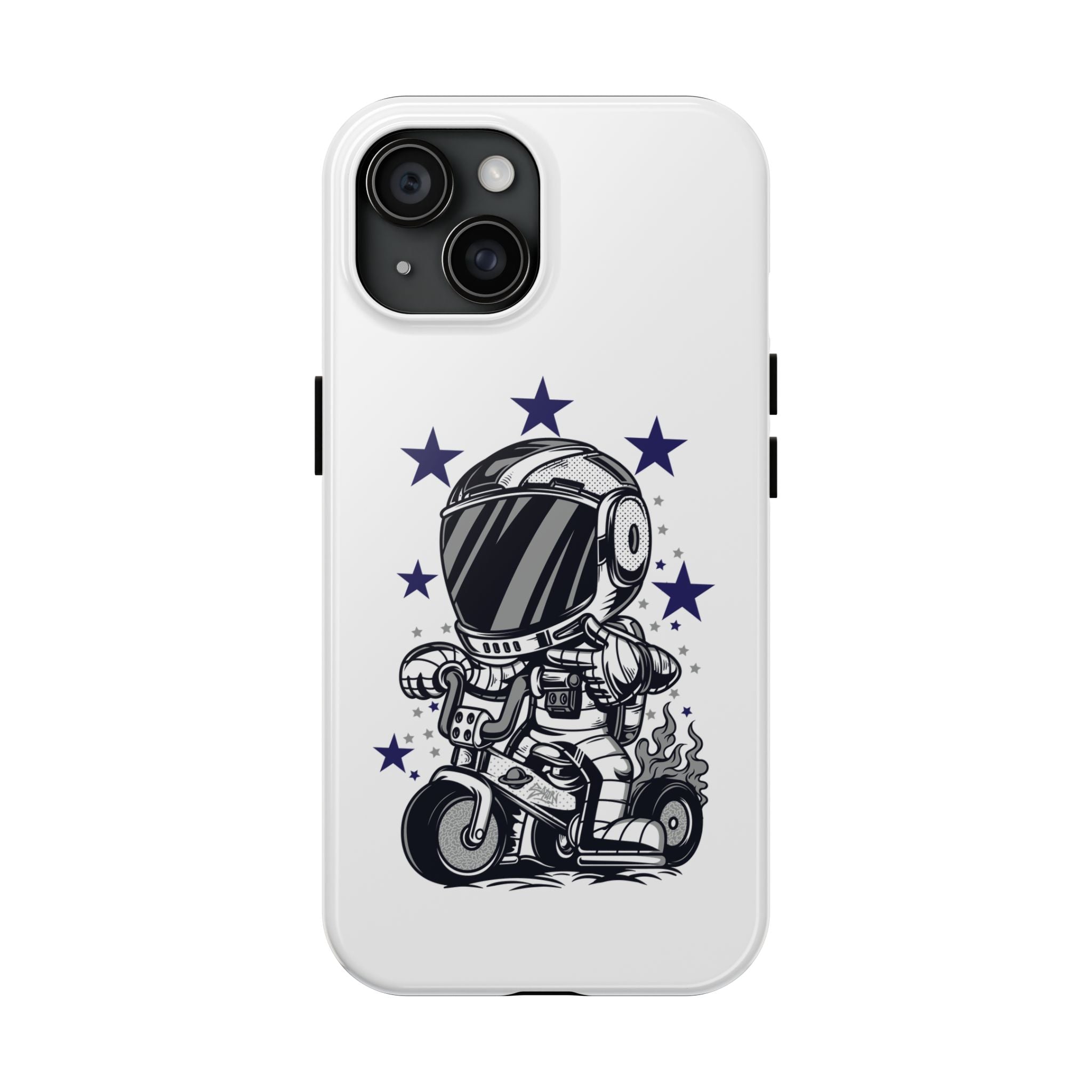 Astronaut Biker Tough Phone Case Retro Space Helmet Rider with Stars