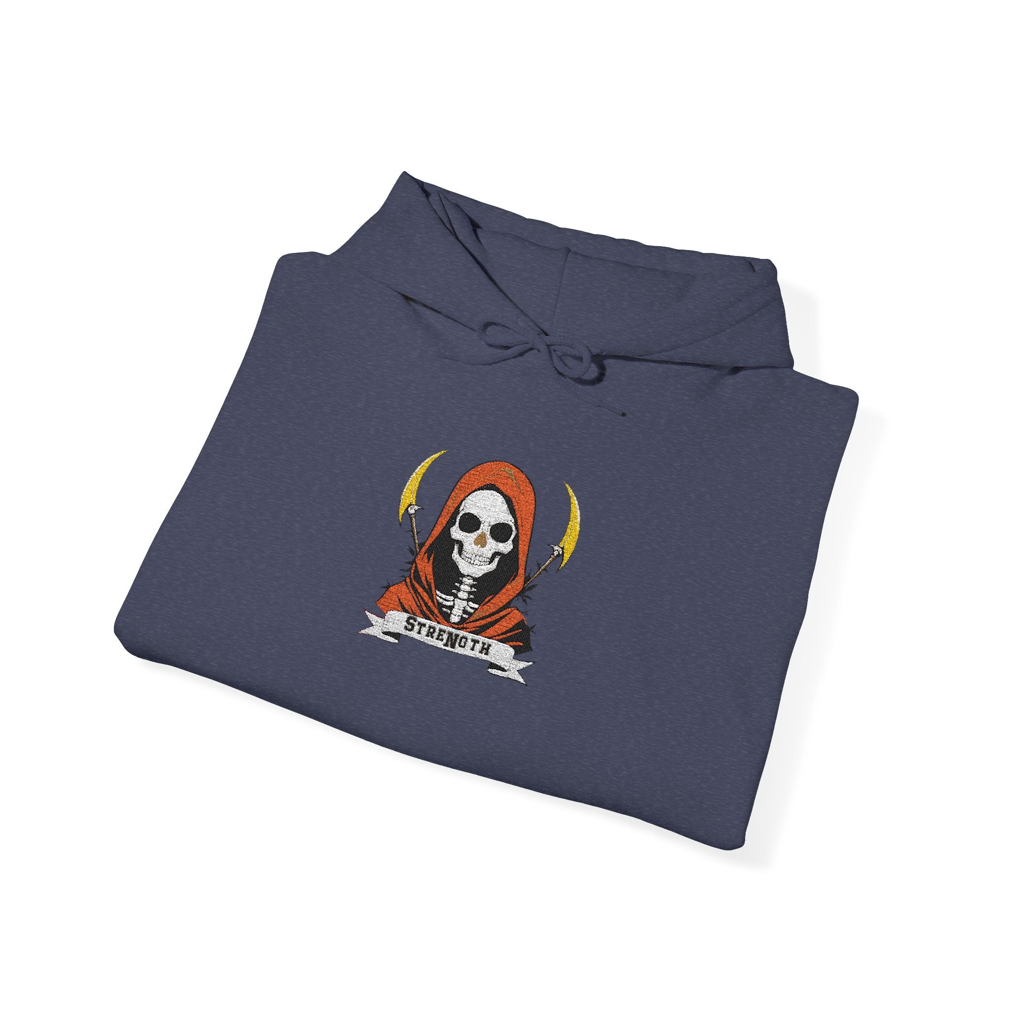 Embroidered Skull Reaper Hoodie Gothic Grim Reaper Graphic Sweatshirt