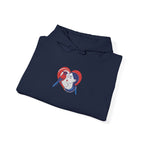 Embroidered Hoodie Patriotic Heart Portrait Graphic Hooded Sweatshirt