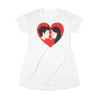 Romantic Heart Couple T‑Shirt Dress — Cute Kiss Graphic for Valentine’s Day