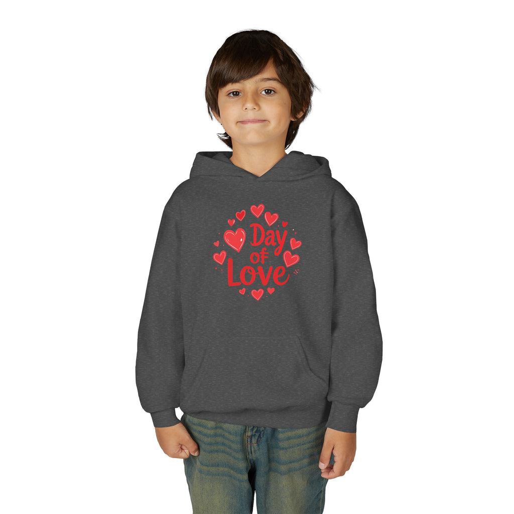 Youth Hoodie — "Day of Love" Kids Valentine’s Heart Pullover
