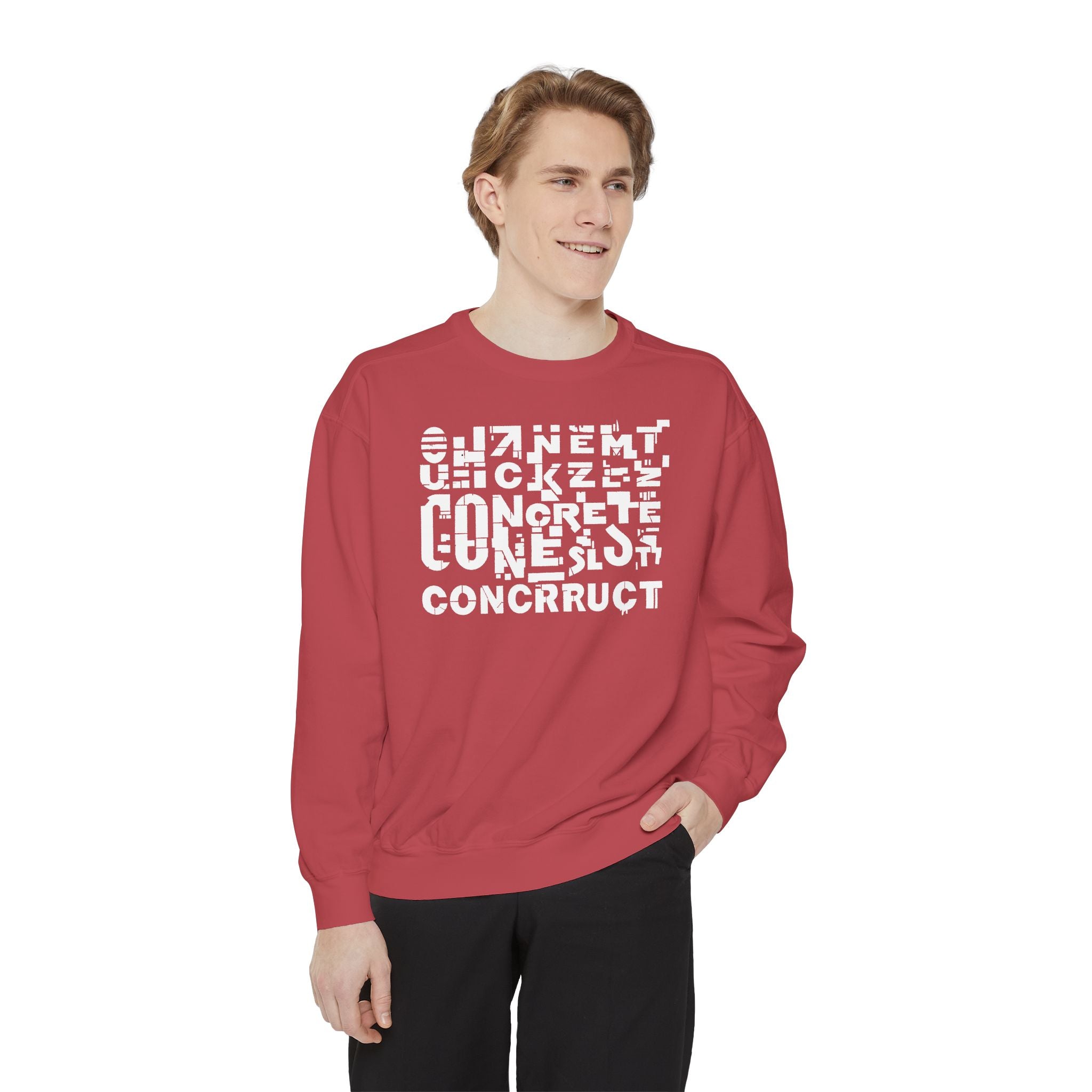 Concrete Script Sweatshirt Urban Typography Garment-Dyed Crewneck