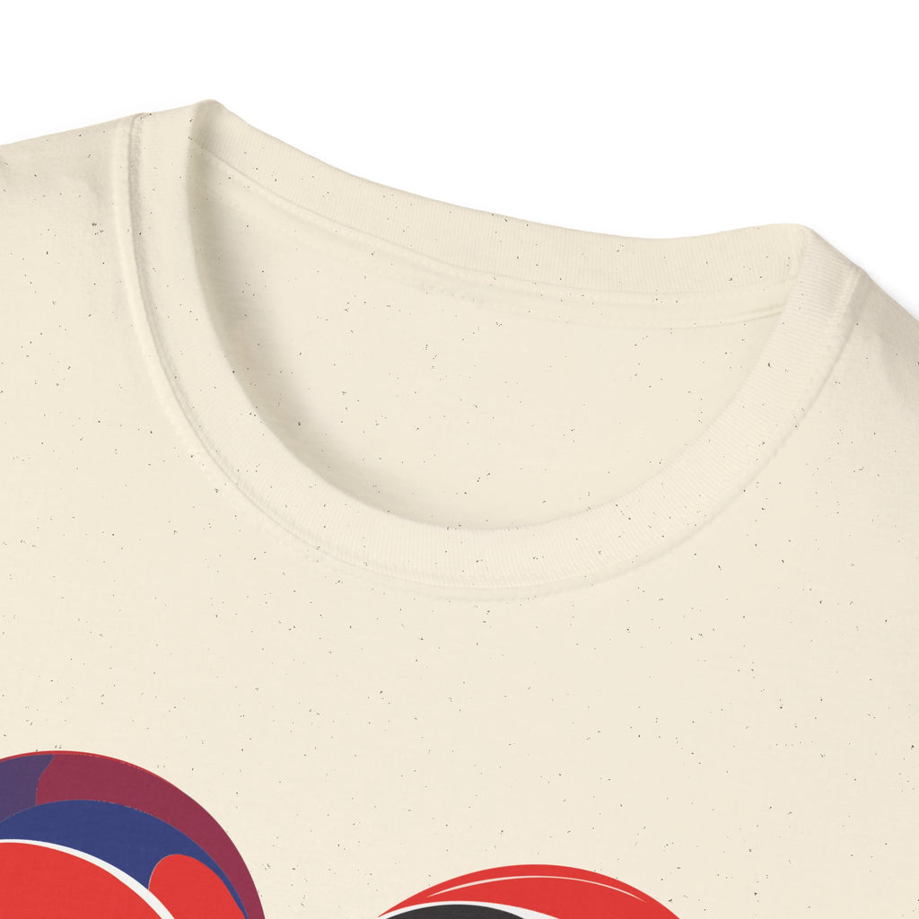 Heart Face Graphic T‑Shirt Red & Blue Abstract Love Design