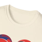 Heart Face Graphic T‑Shirt Red & Blue Abstract Love Design