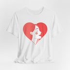 Heart Profile Tee - Minimal Romantic Woman Illustration T-Shirt