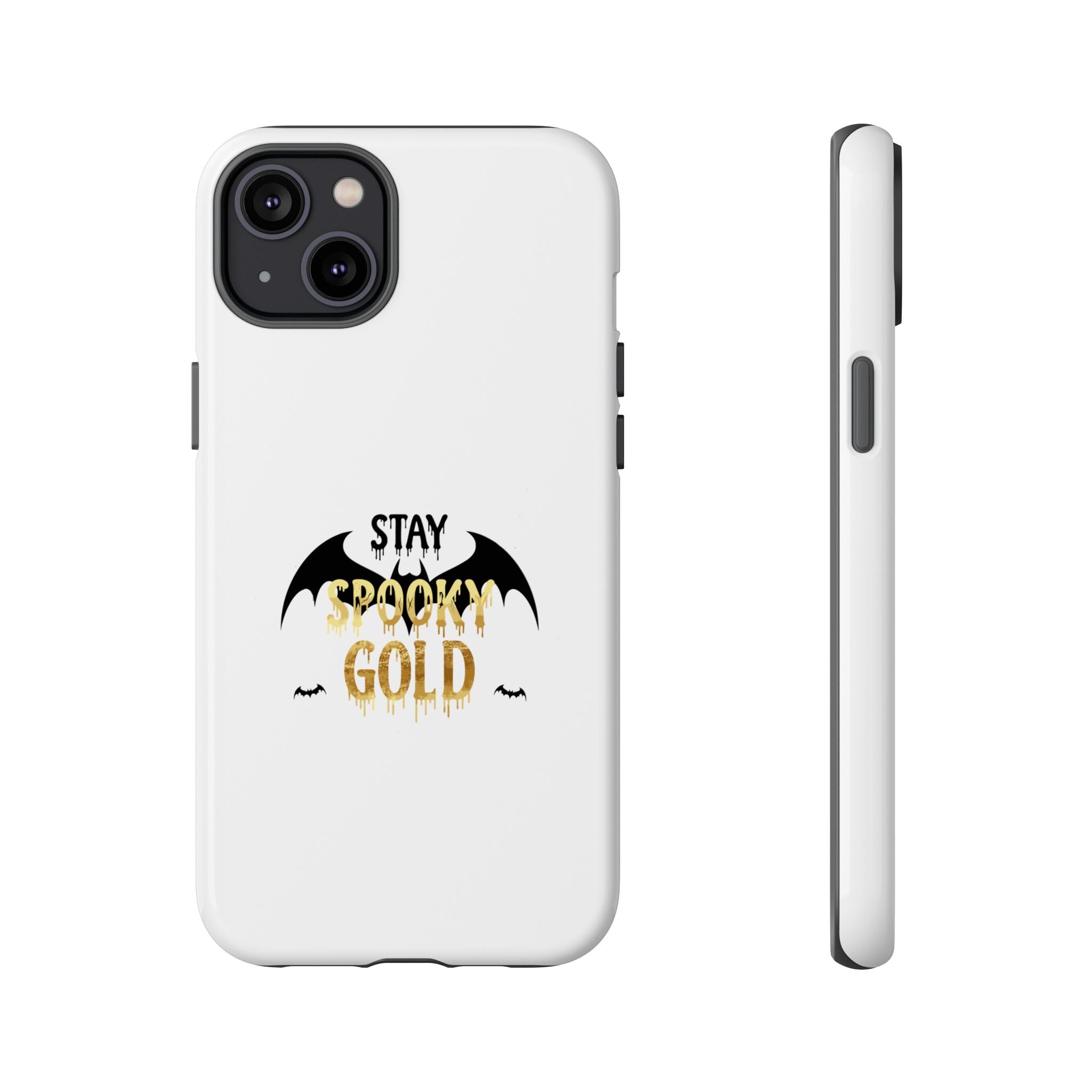 Stay Spooky Gold Phone Case Halloween Bat Design