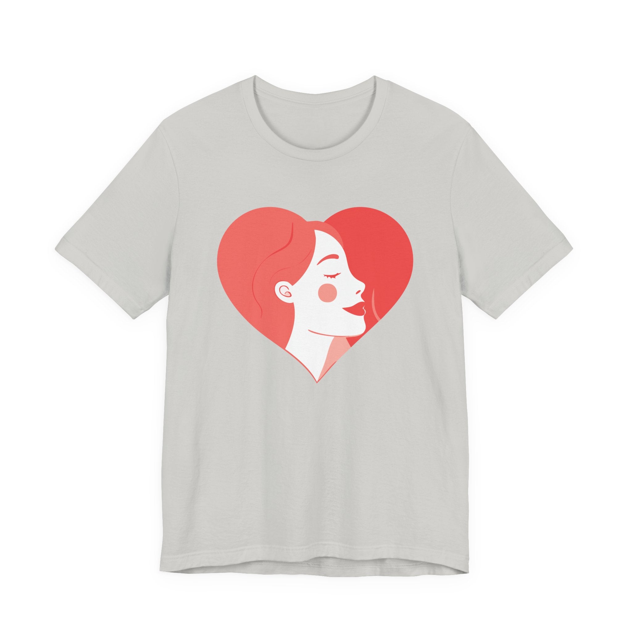 Heart Profile Tee - Minimal Romantic Woman Illustration T-Shirt