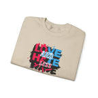 Crewneck Sweatshirt 'Love and Less Hate' Graffiti Heart Design