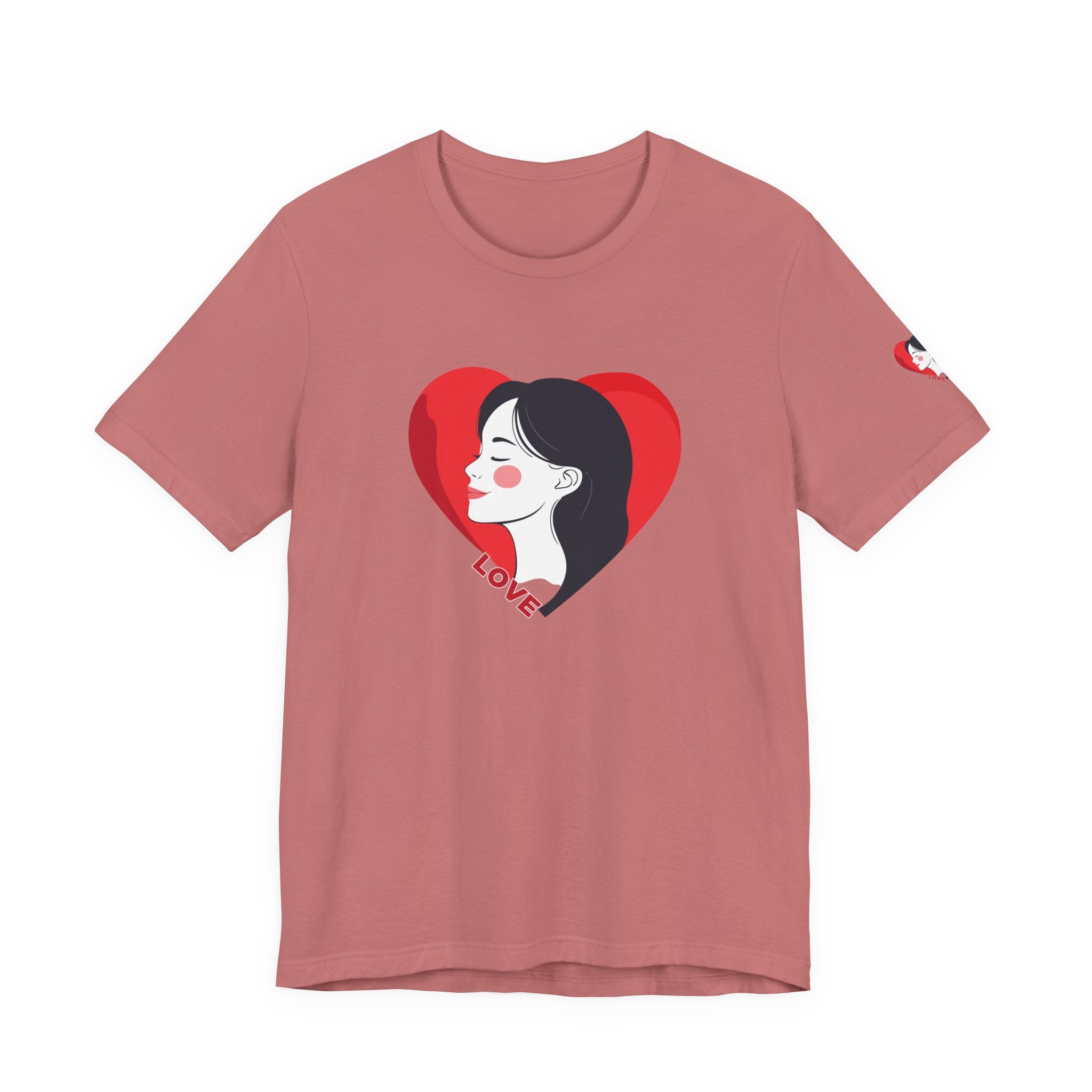T-Shirt Retro Woman in Heart 'Love' Graphic Tee