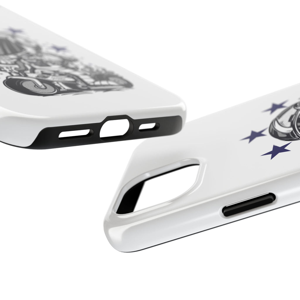 Astronaut Biker Tough Phone Case Retro Space Helmet Rider with Stars