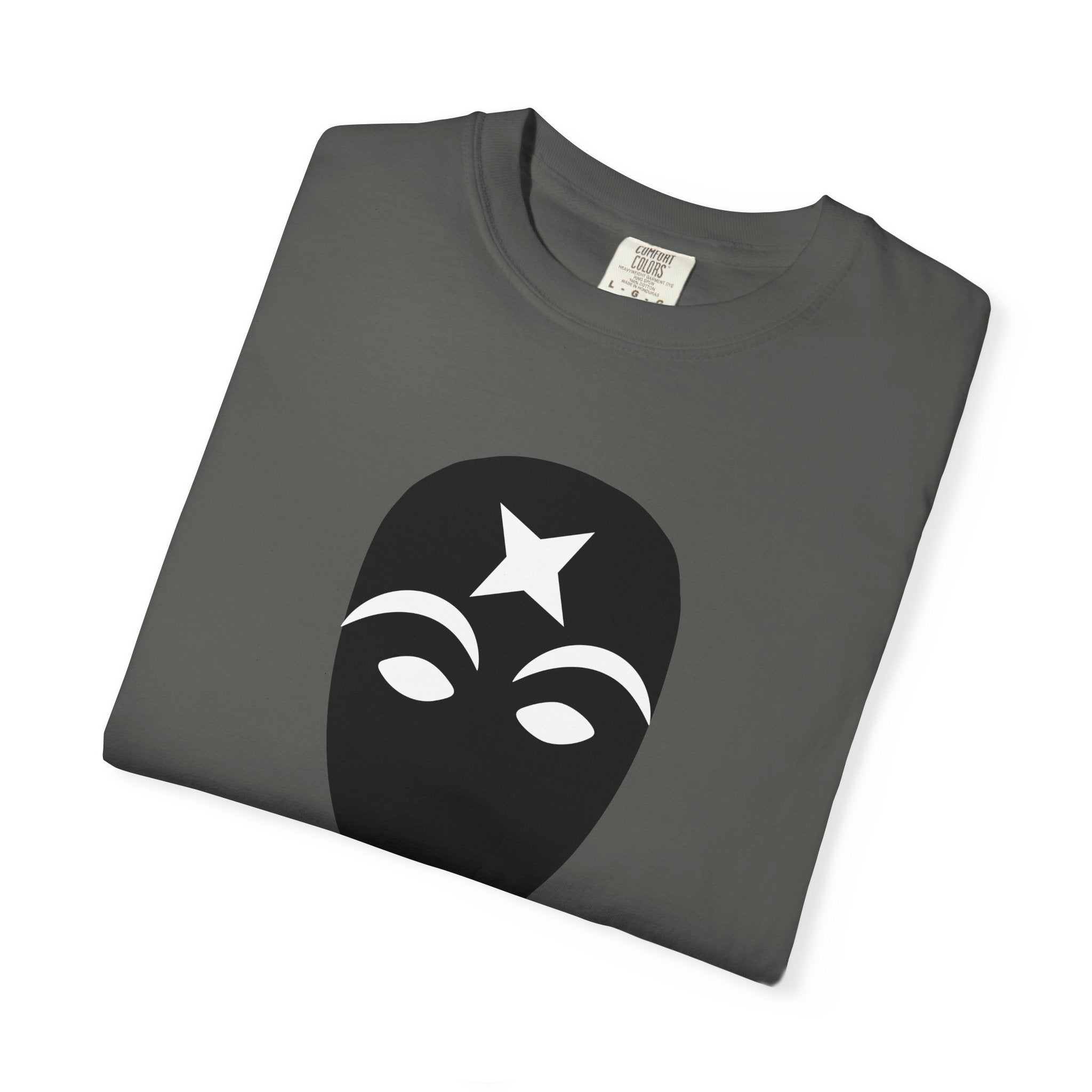 Masked Star Tee  Minimalist Black Mask Graphic T-Shirt