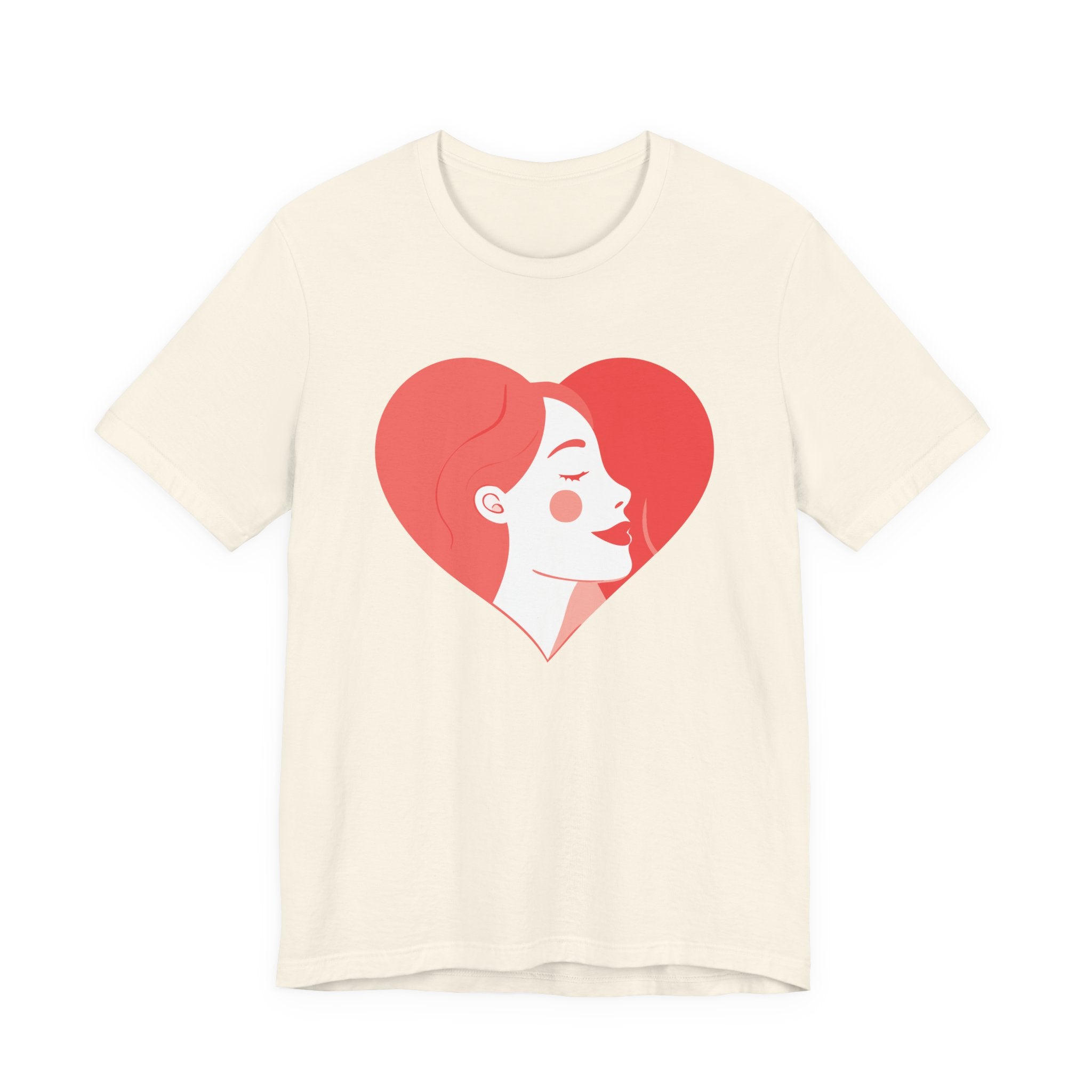 Heart Profile Tee - Minimal Romantic Woman Illustration T-Shirt