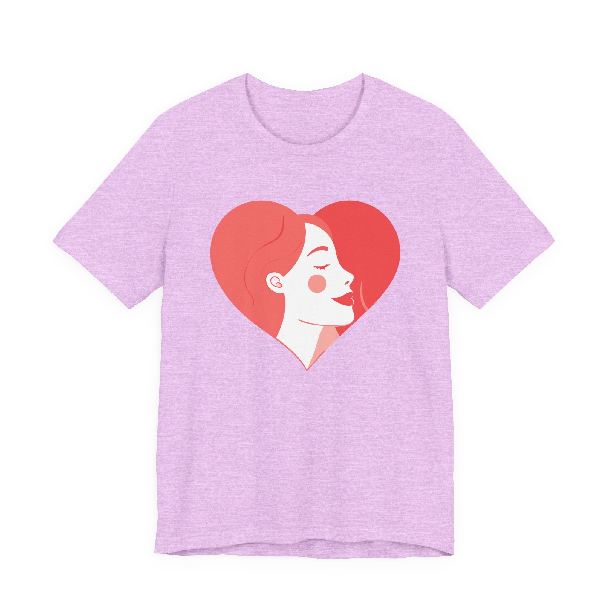 Heart Profile Tee - Minimal Romantic Woman Illustration T-Shirt