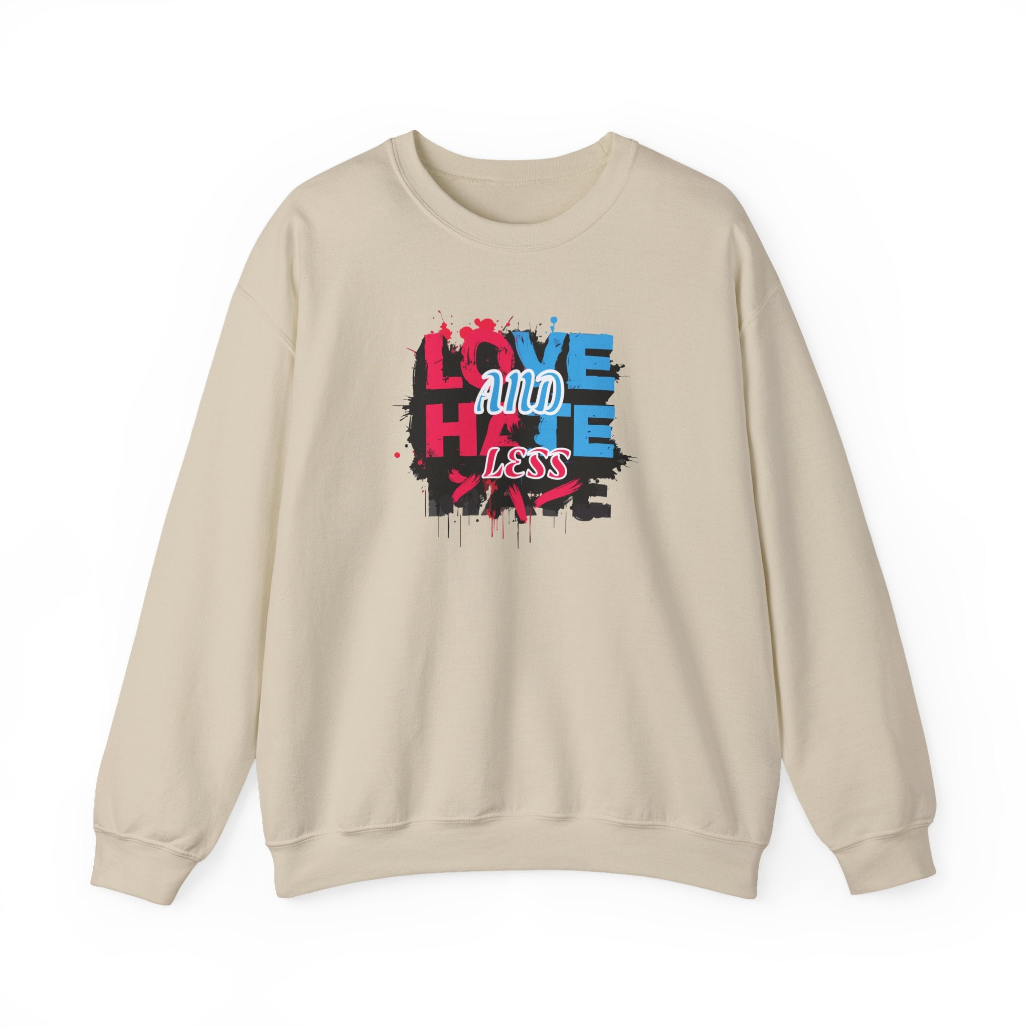 Crewneck Sweatshirt 'Love and Less Hate' Graffiti Heart Design