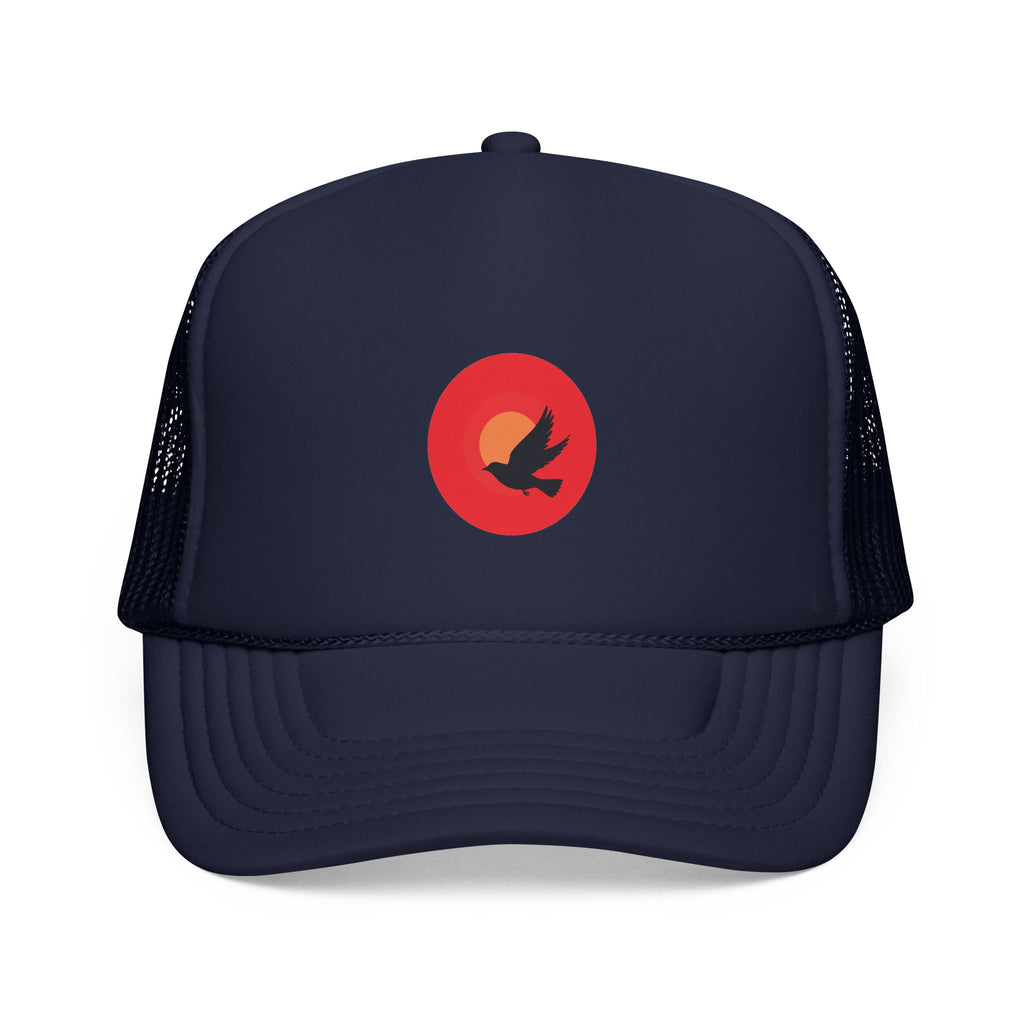 Sunset Bird Trucker Cap | Minimal Nature Logo, Mesh Back Hat