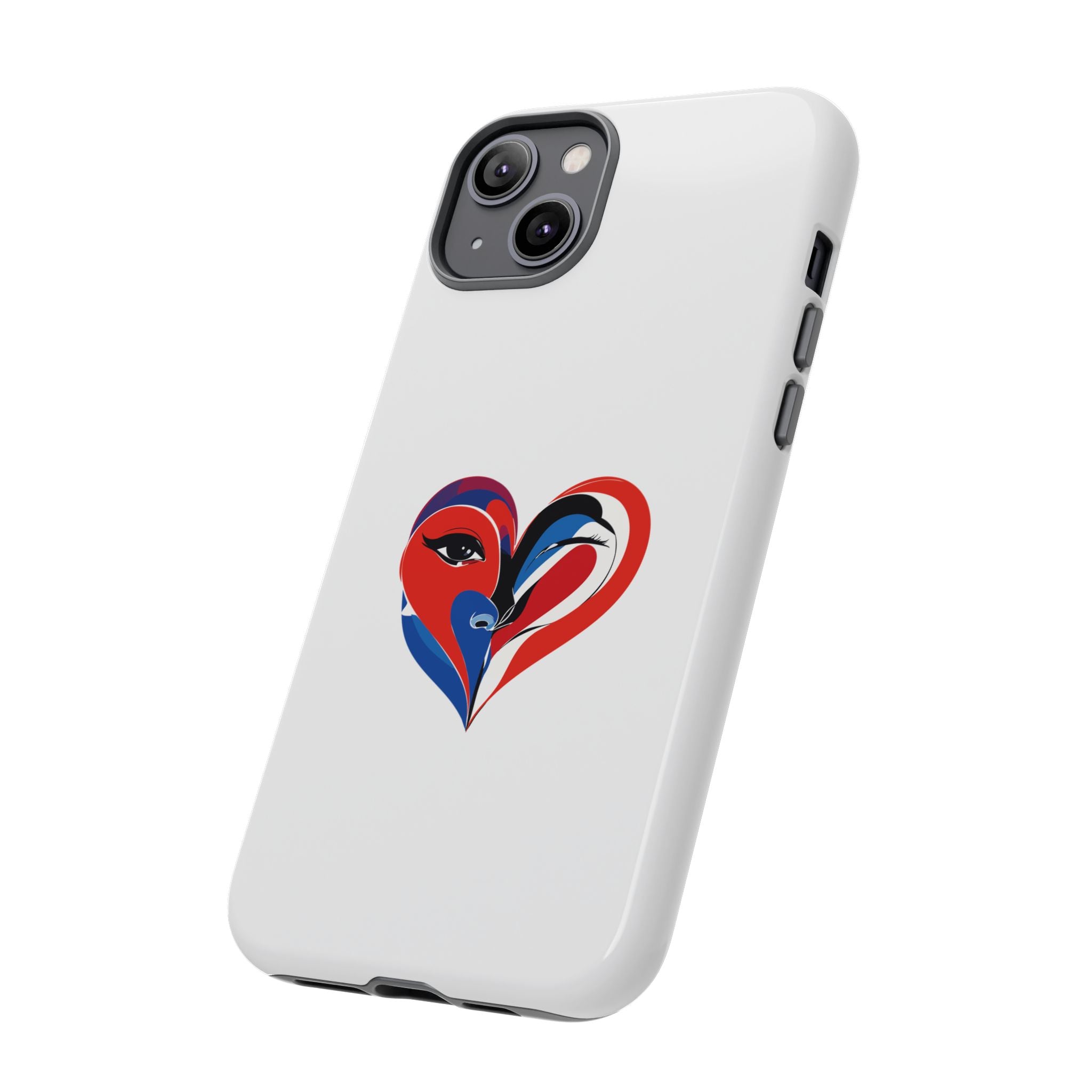 Heart Face Phone Case Red & Blue Abstract Love Design