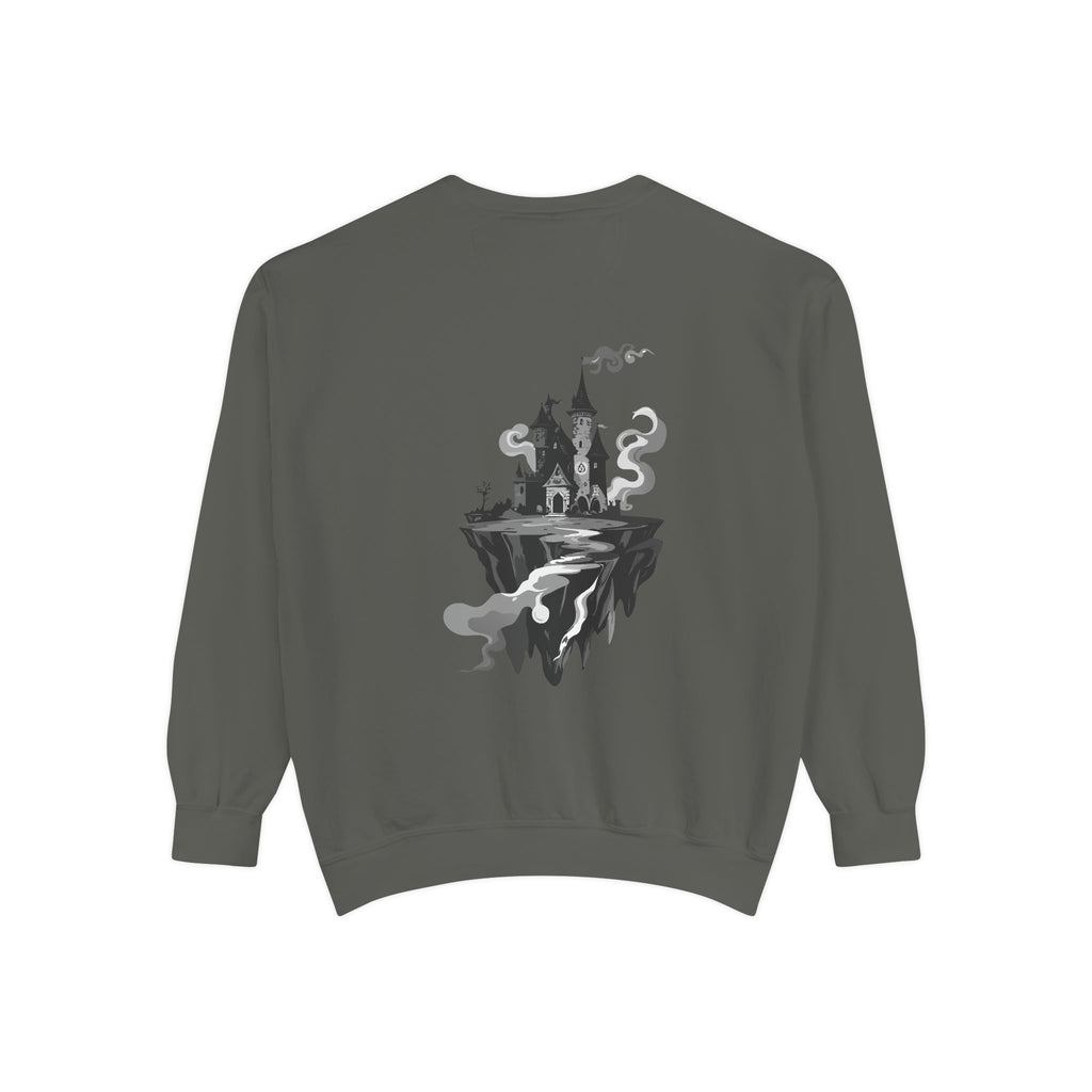 Floating Haunted Castle Sweatshirt Gothic Floating Island Crewneck