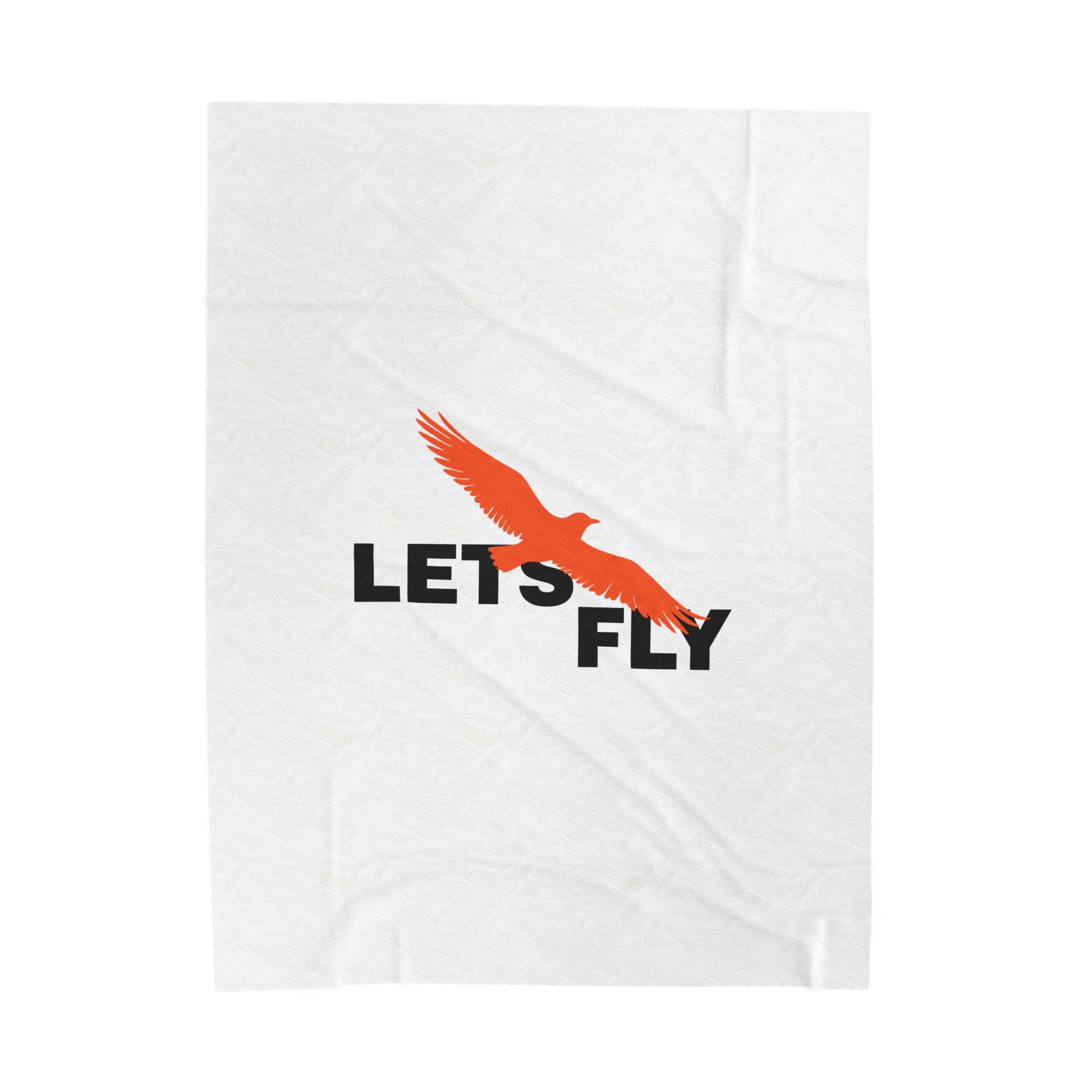 Let's Fly Plush Blanket — Soft Velveteen Throw with Soaring Bird Graphic