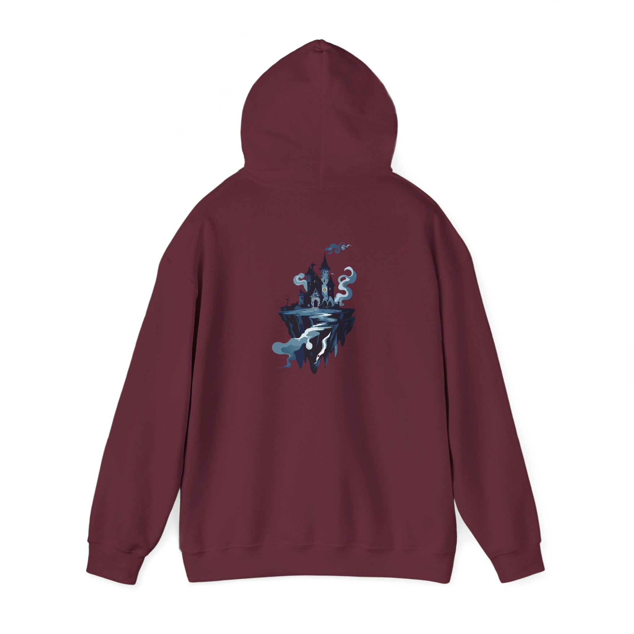 Castle Island Hoodie Floating Gothic Castle Graphic Hooded Sweatshirt
