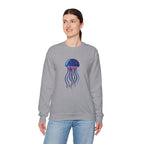 Jellyfish Graphic Crewneck Sweatshirt Cute Blue & Pink Ocean Animal Tee for Beach Lovers