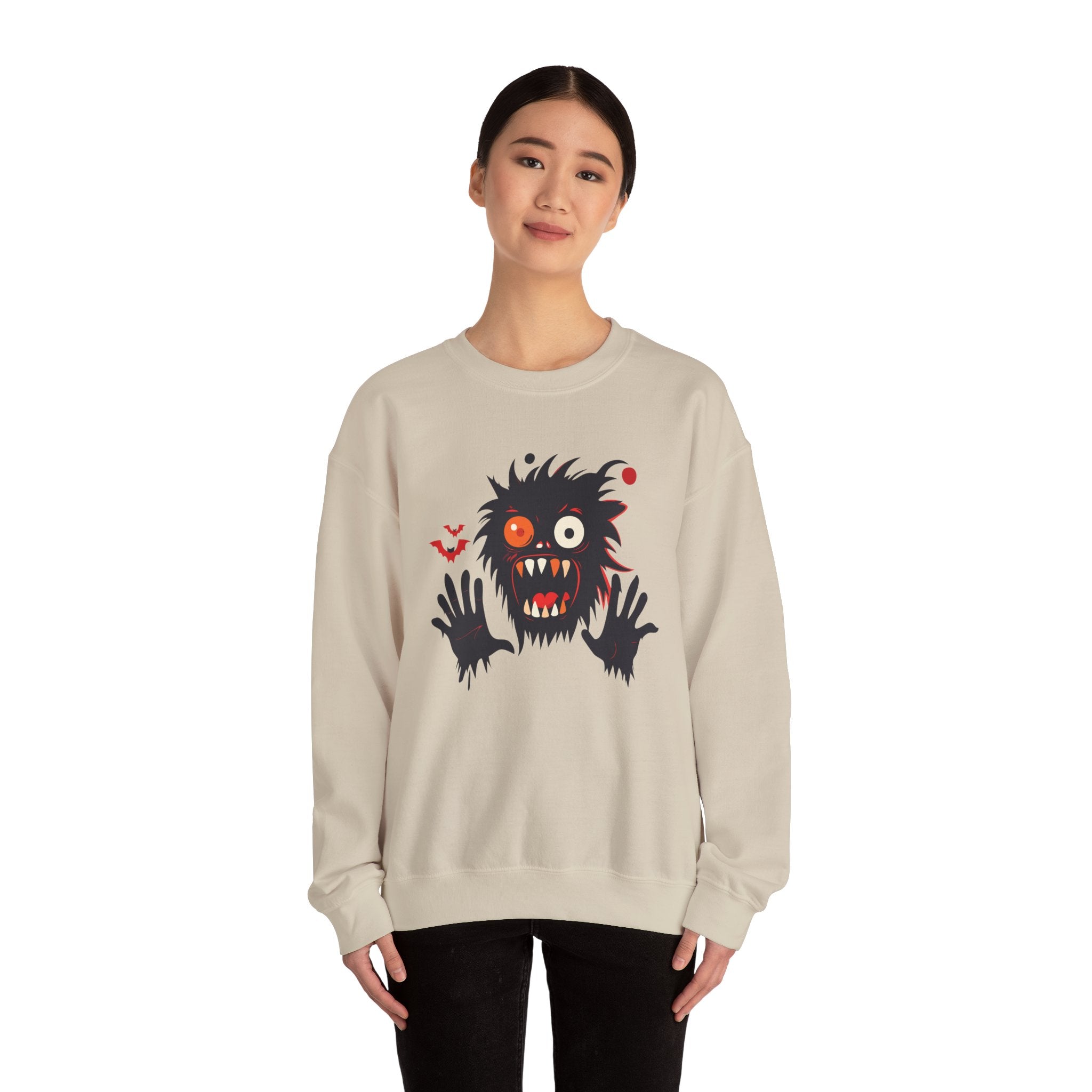 Halloween Monster Crewneck Sweatshirt Spooky Cute Monster Graphic