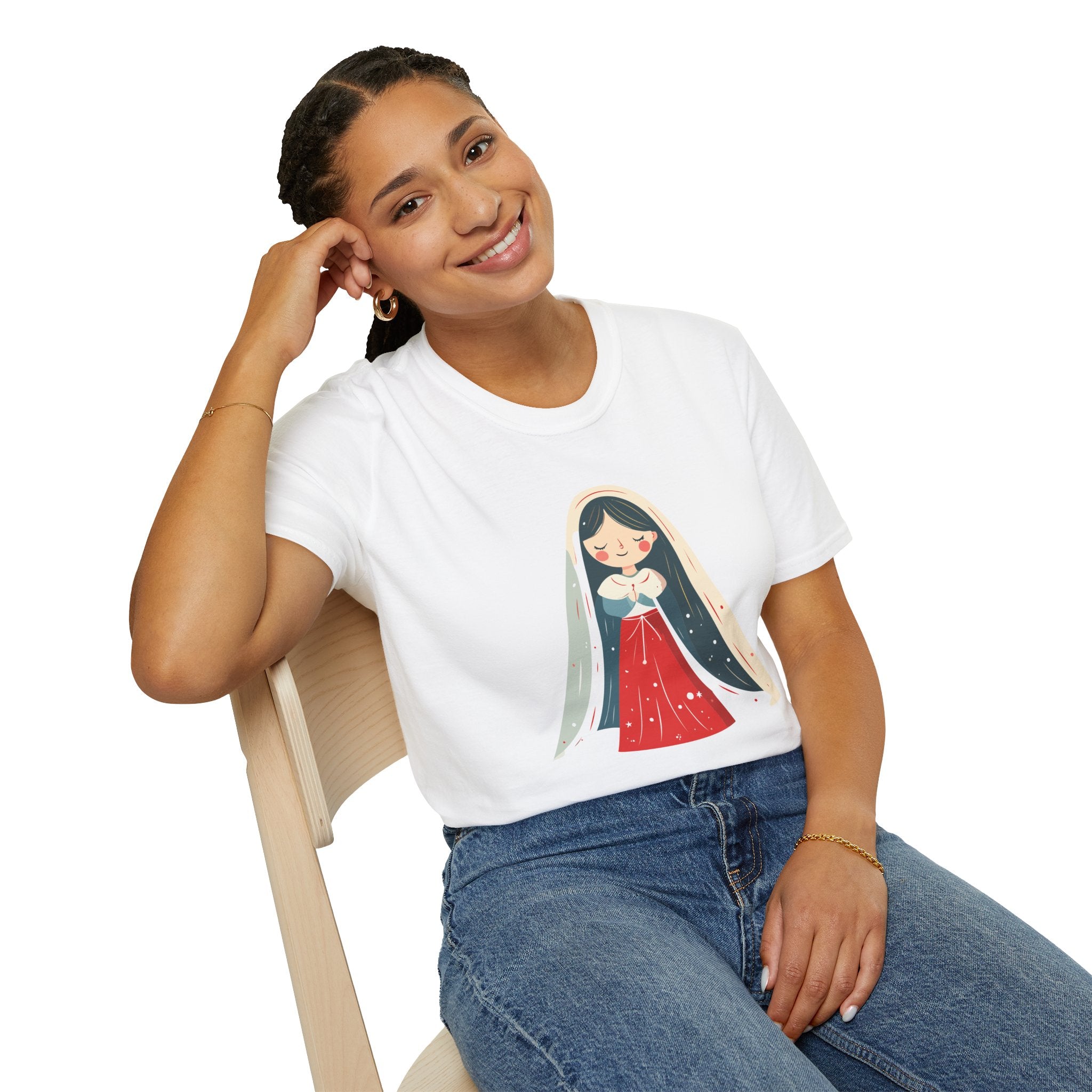 Virgin Mary Illustration T-Shirt — Cute Nativity Tee