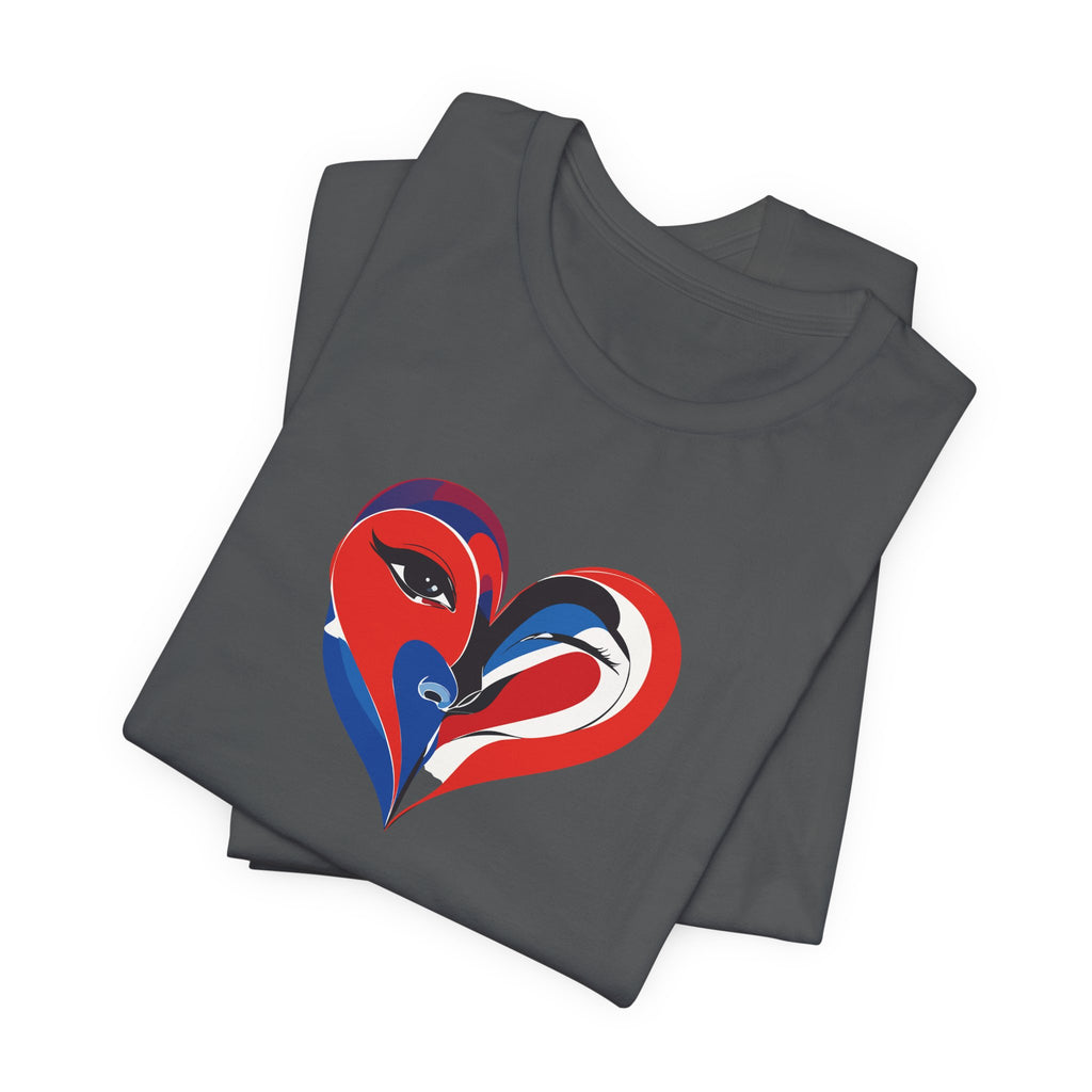 Heart Portrait Tee Romantic Face Heart Graphic T‑Shirt