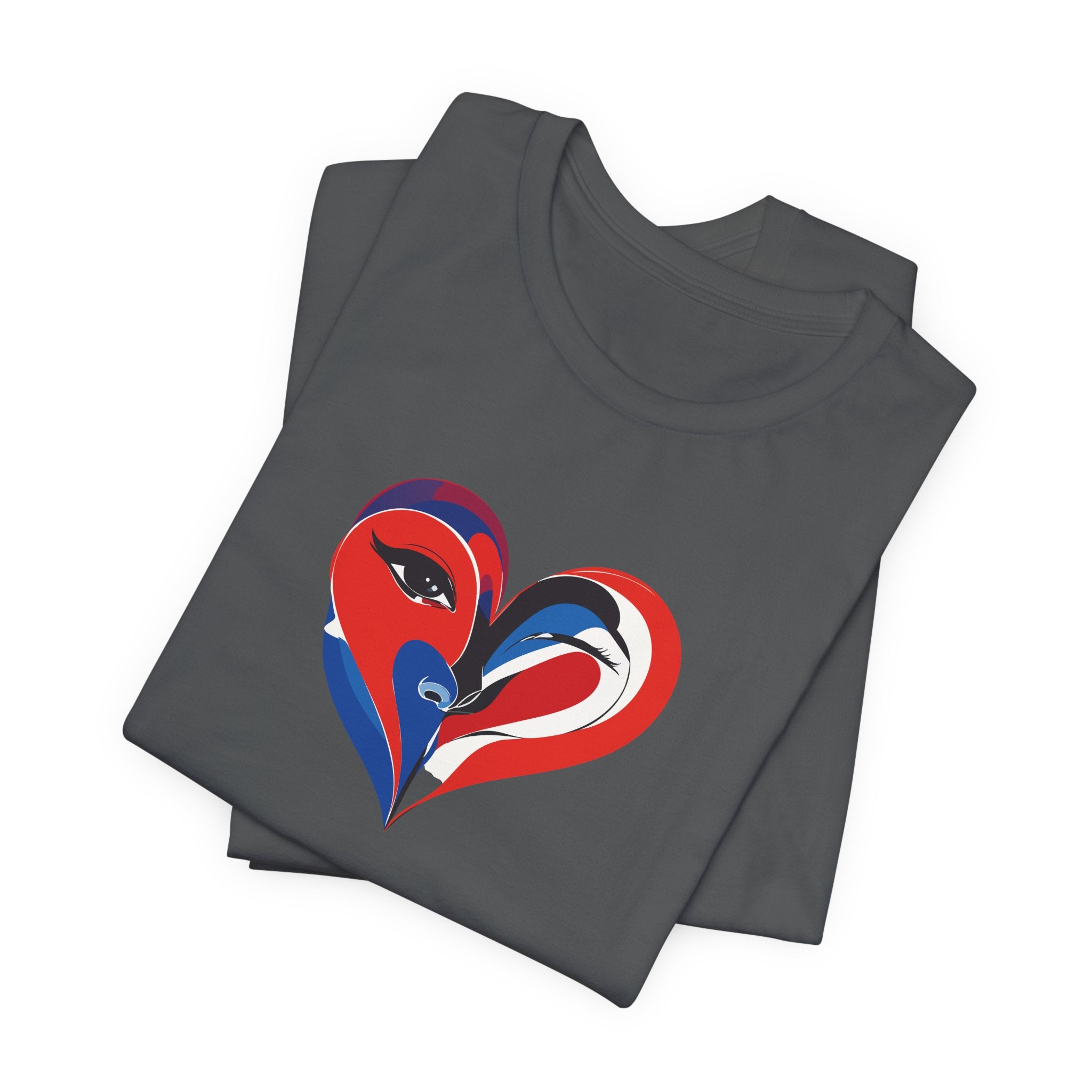 Heart Portrait Tee Romantic Face Heart Graphic T‑Shirt