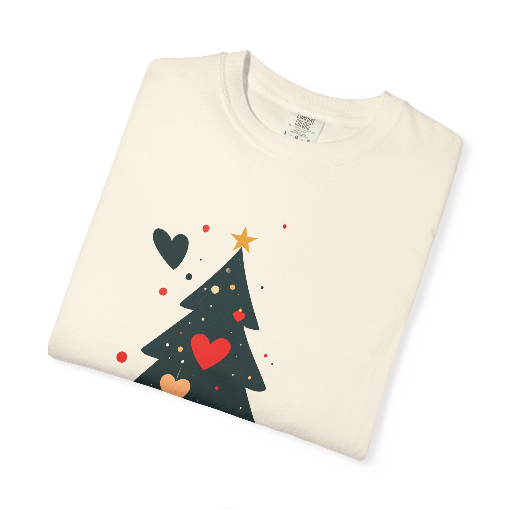 Christmas Tree Hearts T-Shirt — Cute Holiday Tree with Hearts Graphic