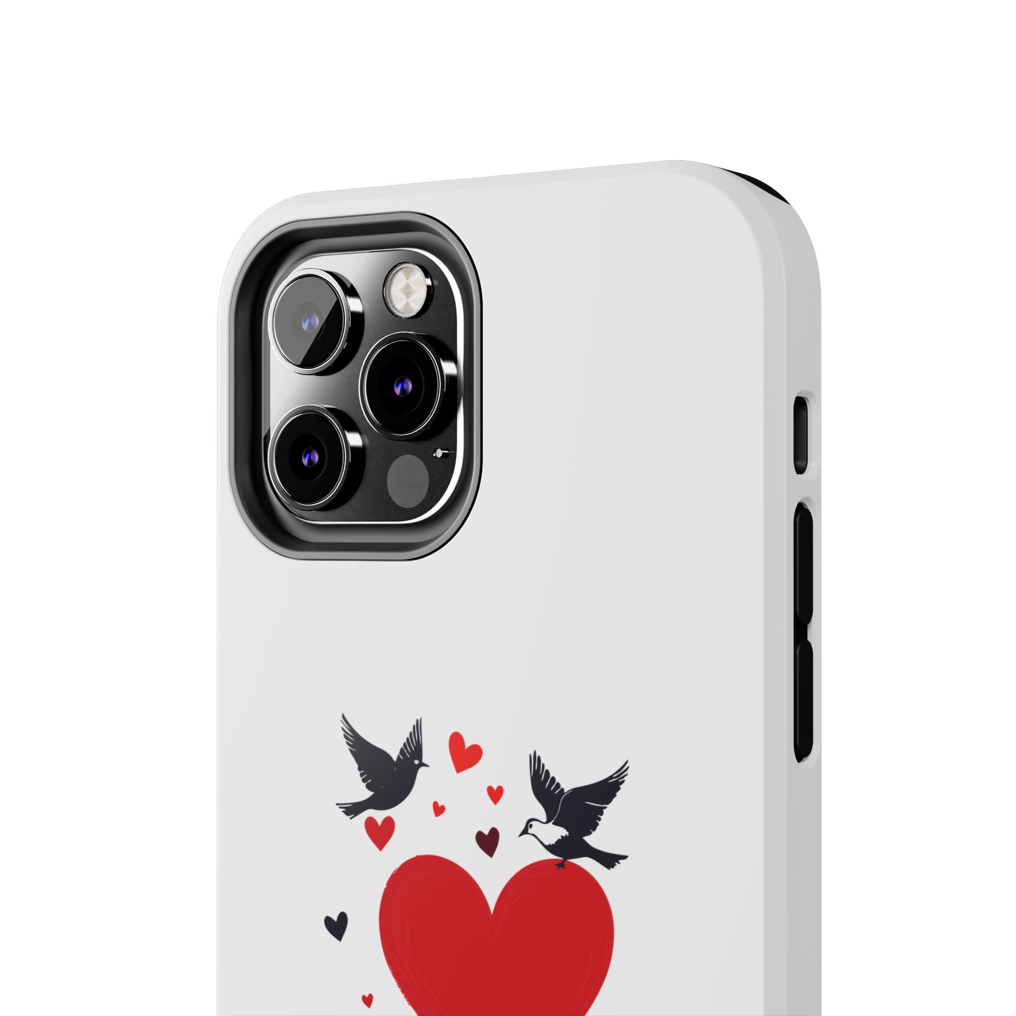 Tough Phone Case Red Dripping Heart with Doves Valentine's Protection