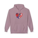 Patriotic Heart Face Hoodie Red White Blue Love Graphic