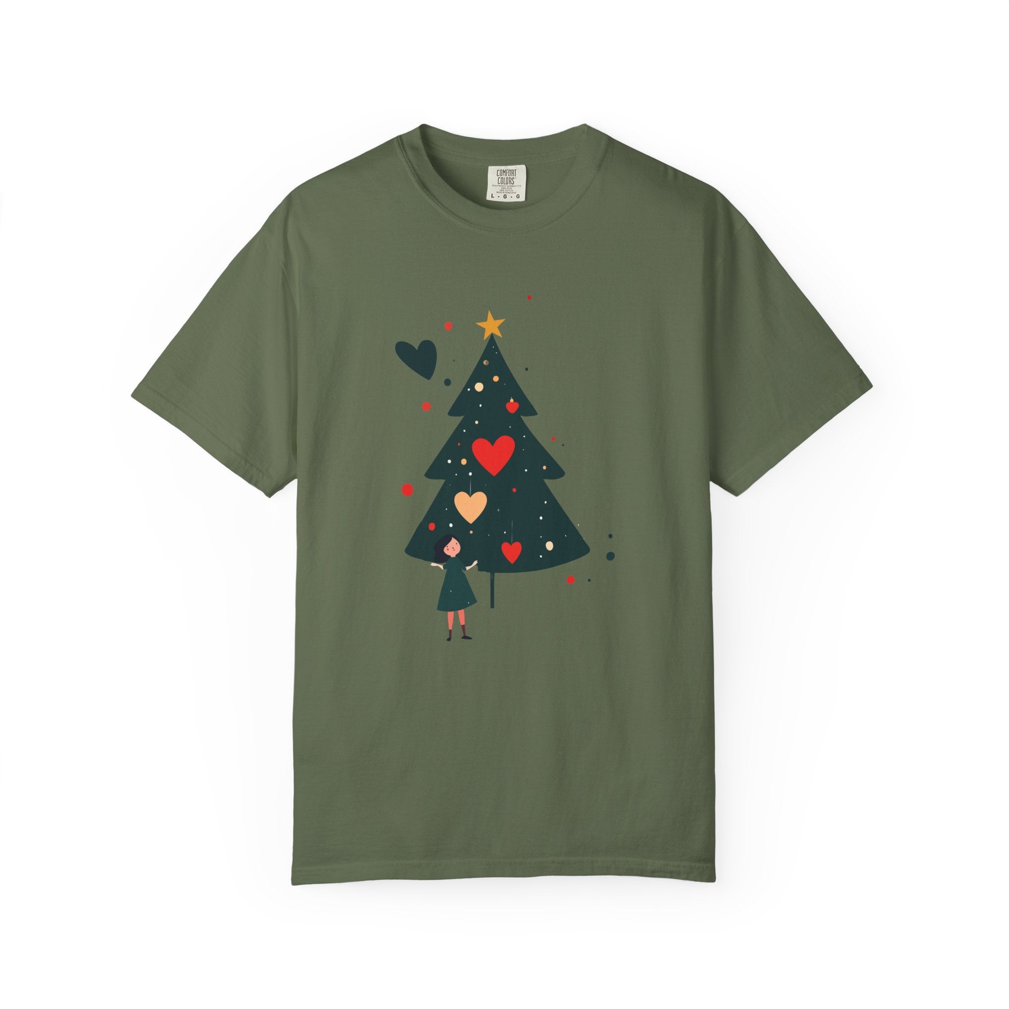 Christmas Tree Hearts T-Shirt — Cute Holiday Tree with Hearts Graphic