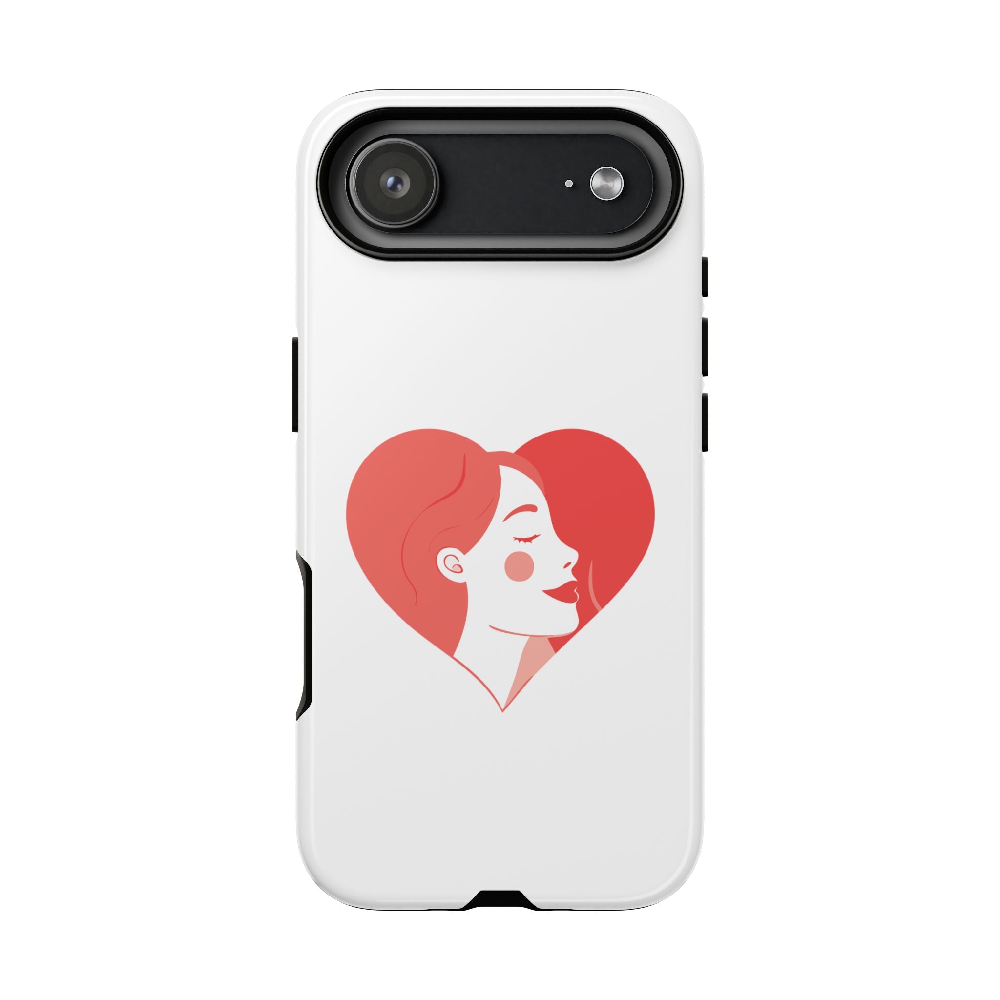 Phone Case — Minimal Heart Portrait Protective Tough Case (Pink Girly Love Design)