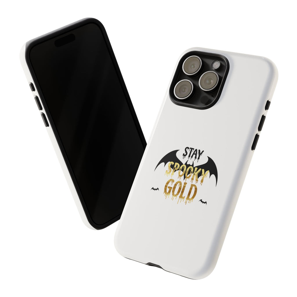 Stay Spooky Gold Phone Case Halloween Bat Design