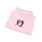 Embroidered Hoodie Patriotic Heart Portrait Graphic Hooded Sweatshirt