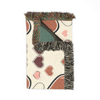 Heart Pattern Woven Blanket - Cozy Retro Hearts Throw for Living Room & Gift