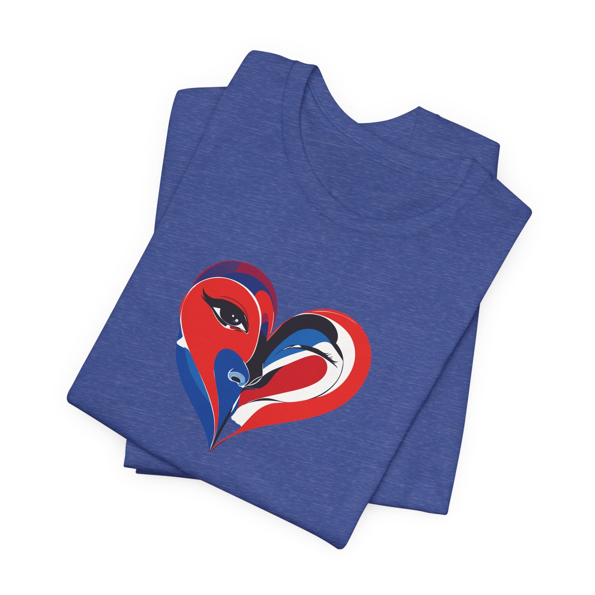 Heart Portrait Tee Romantic Face Heart Graphic T‑Shirt
