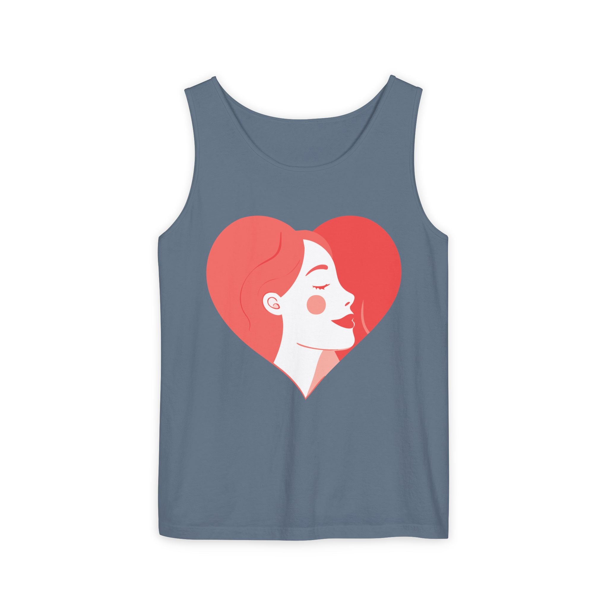 Heart Profile Tank Top — Minimal Feminine Love Graphic