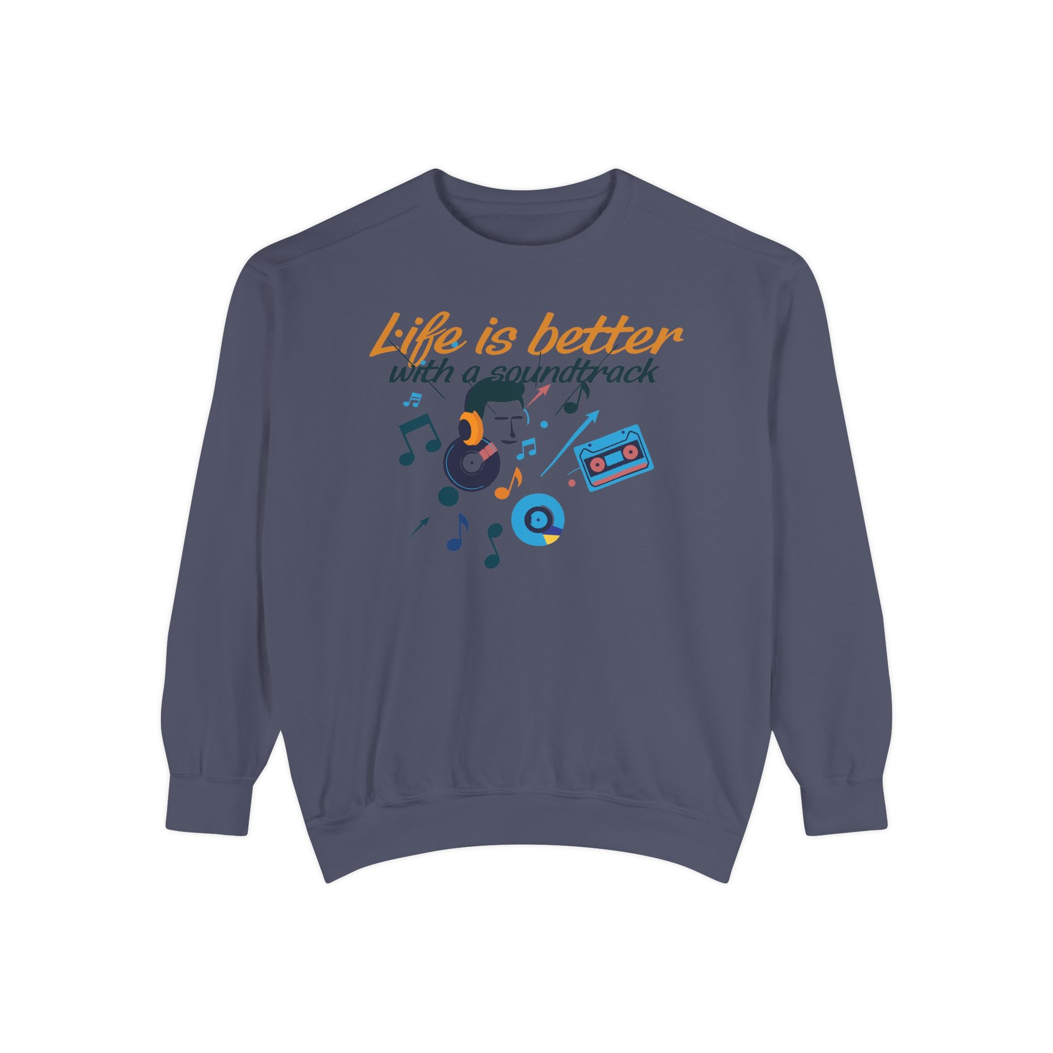 Music Lover Sweatshirt "Life Is Better With a Soundtrack" Retro Cassette Design