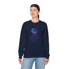 Jellyfish Graphic Crewneck Sweatshirt Cute Blue & Pink Ocean Animal Tee for Beach Lovers