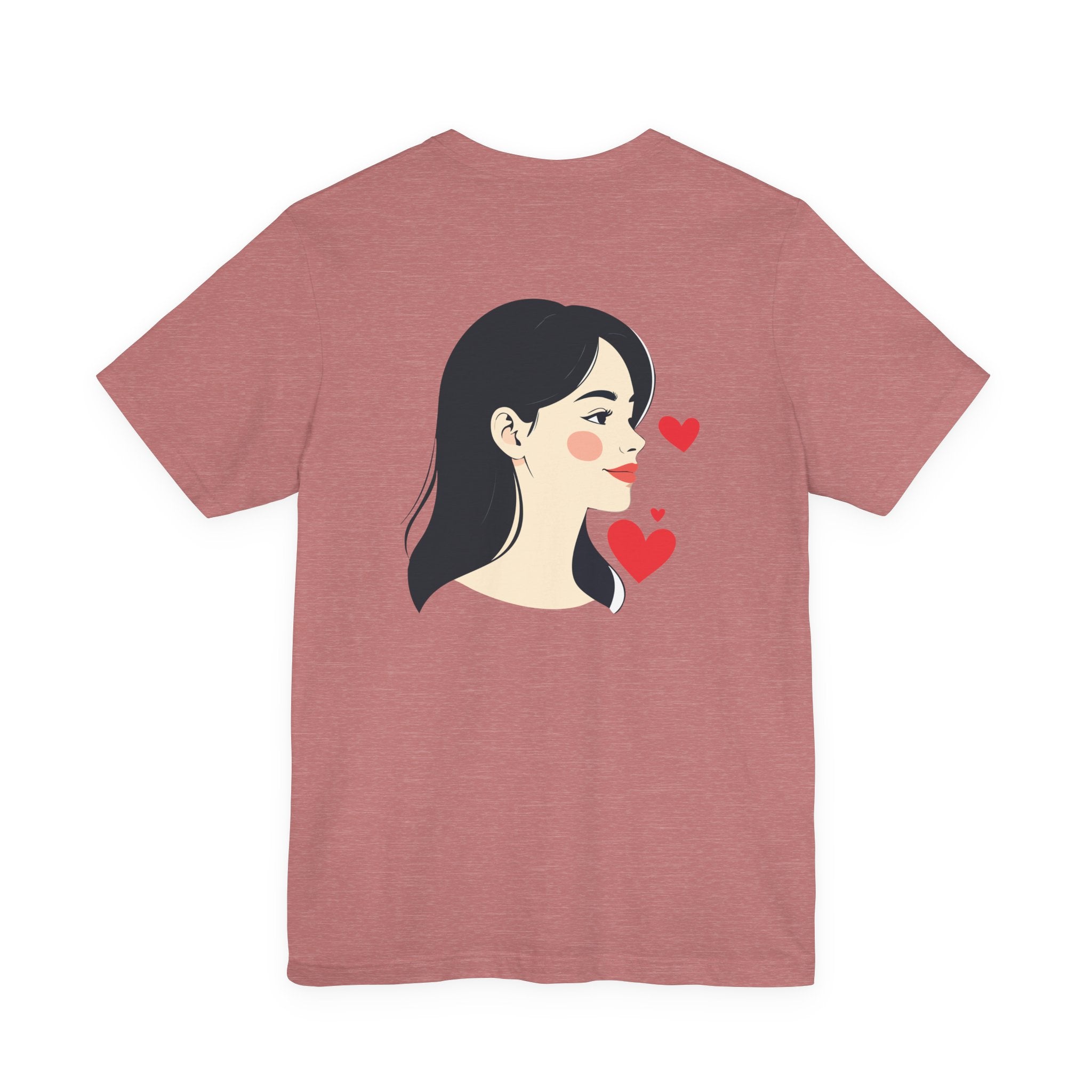 Heart Portrait Tee Romantic Face Heart Graphic T‑Shirt