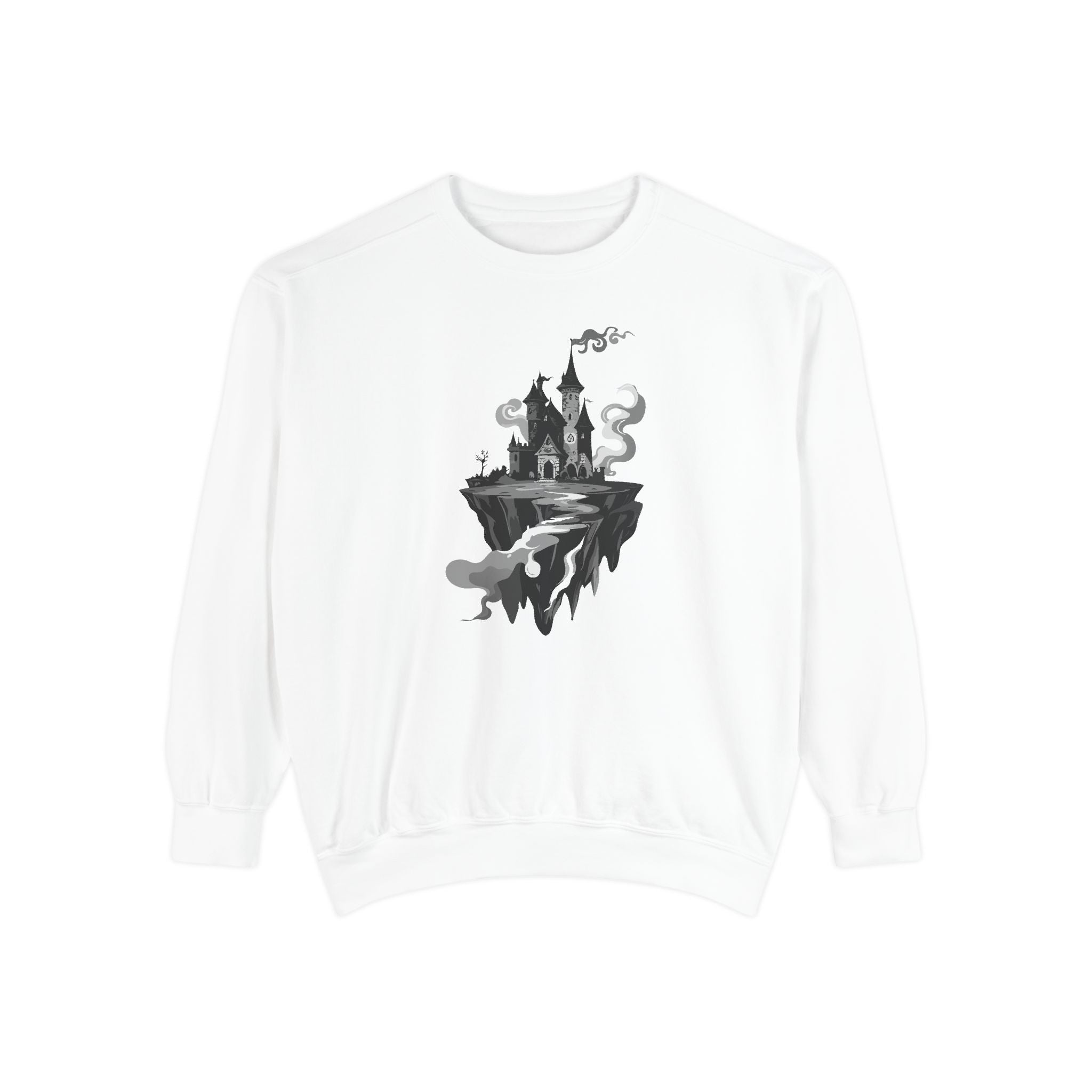 Floating Haunted Castle Sweatshirt Gothic Floating Island Crewneck
